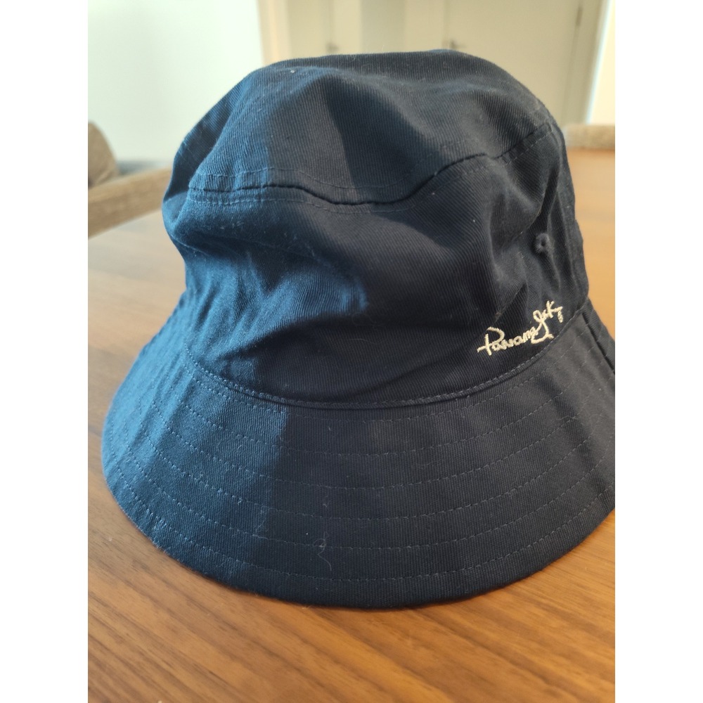 Panama Jack Navy Blue Bucket Hat Cotton Tropical Palm Print Brim Sun Hat OSFM